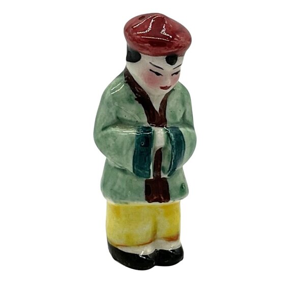 VINTAGE ASIAN MAN SALT OR PEPPER SHAKER REPLACEMENT CERAMIC HAND PAINTED JAPAN - Picture 1 of 5